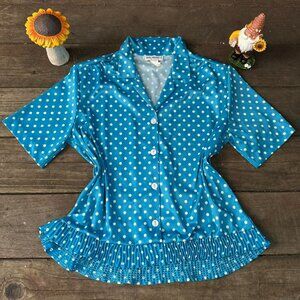 Vicki Wayne’s Blue Polka Dot Blouse, with shoulder pads